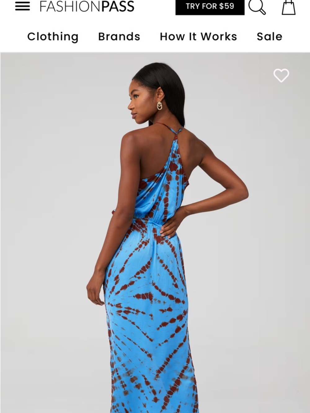 YFB Siren Slip Dress Blue Tie Dye Halter Cutout Midi Maxi Size M - Picture 3 of 3